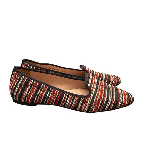 Pretty Loafers Sz 8 Red White Blue Corded Fabric Slip On Comfort Driving Flats - Picture 1 of 7